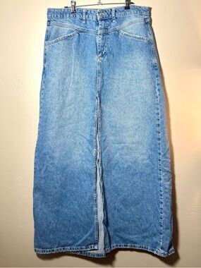 We The Free Blue Denim Maxi Skirt